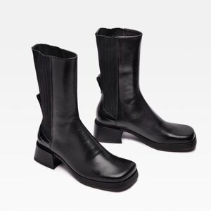 MIISTA Betty black mid calf boots